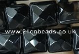 CAA2608 15.5 inches 10*10mm faceted square black agate beads