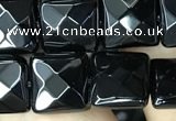 CAA2609 15.5 inches 12*12mm faceted square black agate beads