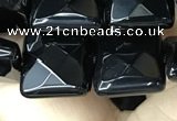 CAA2610 15.5 inches 14*14mm faceted square black agate beads