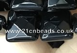 CAA2611 15.5 inches 16*16mm faceted square black agate beads