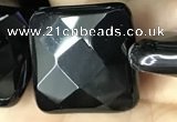 CAA2615 15.5 inches 30*30mm faceted square black agate beads