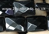 CAA2619 15.5 inches 10*14mm faceted rectangle black agate beads