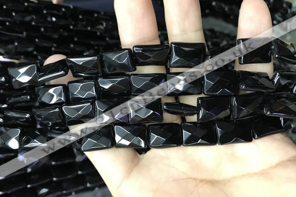 CAA2619 15.5 inches 10*14mm faceted rectangle black agate beads