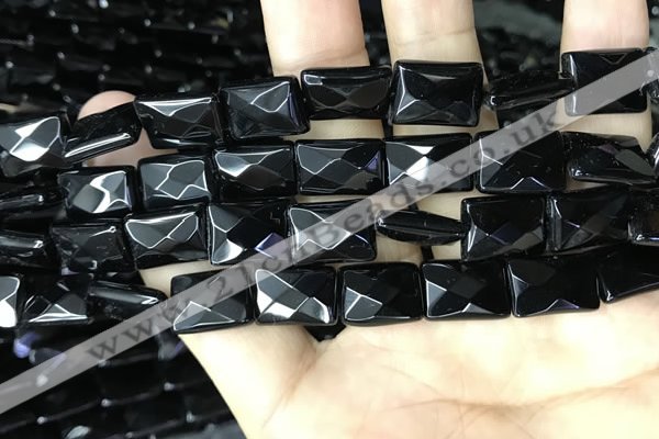 CAA2620 15.5 inches 12*16mm faceted rectangle black agate beads