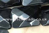 CAA2623 15.5 inches 18*25mm faceted rectangle black agate beads