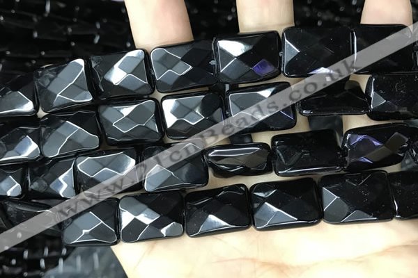 CAA2623 15.5 inches 18*25mm faceted rectangle black agate beads