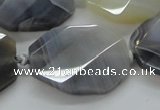 CAA263 25*30mm twisted & faceted octagonal grey line agate beads