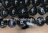 CAA2635 15.5 inches 4mm round banded black agate beads wholesale