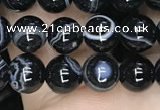 CAA2636 15.5 inches 6mm round banded black agate beads wholesale