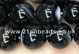 CAA2638 15.5 inches 10mm round banded black agate beads wholesale