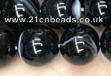 CAA2639 15.5 inches 12mm round banded black agate beads wholesale