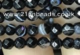 CAA2644 15.5 inches 4mm faceted round banded black agate beads