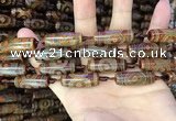 CAA2664 15.5 inches 10*28mm - 11*30mm rice tibetan agate dzi beads