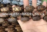 CAA2674 15.5 inches 14*25mm - 16*25mm drum tibetan agate dzi beads