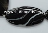 CAA268 15.5 inches 25*48mm oval black line agate gemstone beads