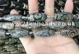 CAA2687 15.5 inches 12*30mm - 14*30mm rice tibetan agate dzi beads