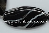 CAA269 15.5 inches 30*55mm oval black line agate gemstone beads