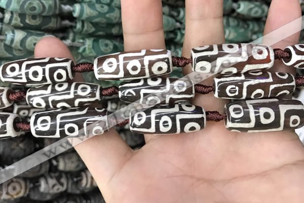 CAA2692 15.5 inches 12*30mm - 14*30mm rice tibetan agate dzi beads