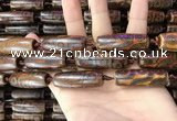 CAA2697 15.5 inches 14*38mm - 16*43mm rice tibetan agate dzi beads