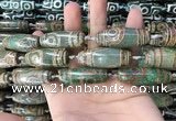 CAA2699 15.5 inches 14*38mm - 16*43mm rice tibetan agate dzi beads