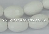 CAA27 15.5 inches 15*20mm faceted rice white agate gemstone beads