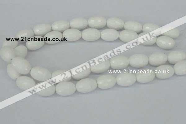 CAA27 15.5 inches 15*20mm faceted rice white agate gemstone beads