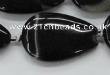 CAA270 15.5 inches 25*40mm flat teardrop black line agate beads