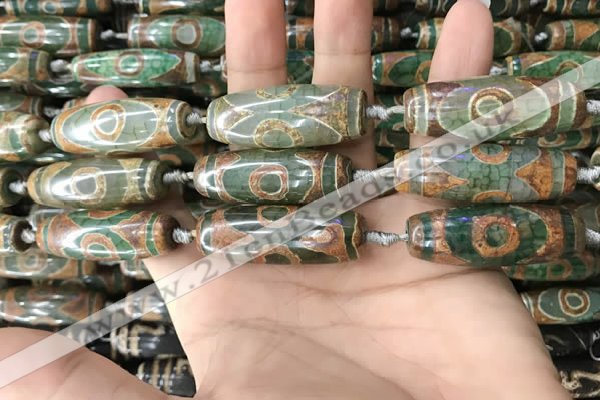 CAA2711 15.5 inches 14*38mm - 16*43mm rice tibetan agate dzi beads