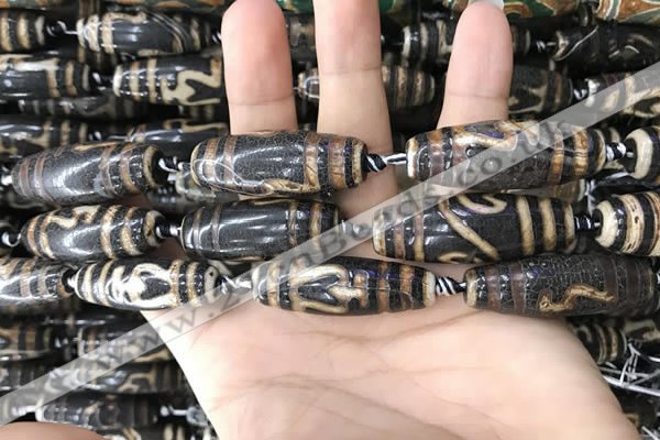 CAA2716 15.5 inches 14*38mm - 16*43mm rice tibetan agate dzi beads