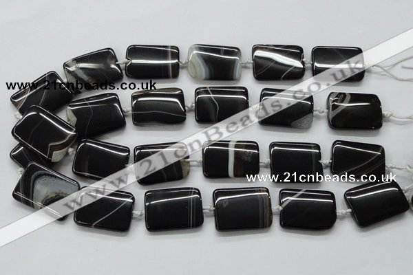 CAA272 15.5 inches 22*30mm rectangle black line agate beads