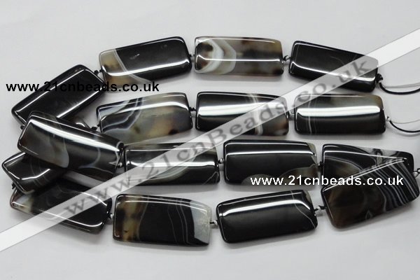 CAA274 15.5 inches 25*50mm rectangle black line agate beads