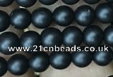 CAA2759 15.5 inches 2mm round matte black agate beads wholesale