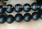 CAA2761 15.5 inches 4mm round matte black agate beads wholesale