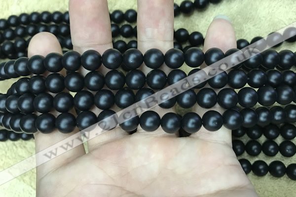 CAA2762 15.5 inches 6mm round matte black agate beads wholesale