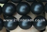 CAA2763 15.5 inches 8mm round matte black agate beads wholesale