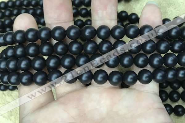 CAA2763 15.5 inches 8mm round matte black agate beads wholesale