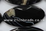 CAA277 15.5 inches 30*60mm faceted oval black line agate beads