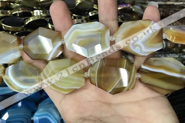 CAA2770 25*32mm - 27*35mm faceted freeform line agate beads