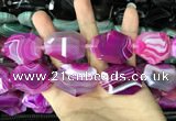 CAA2772 25*32mm - 27*35mm faceted freeform line agate beads