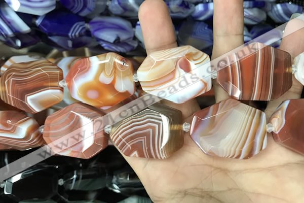 CAA2773 25*32mm - 27*35mm faceted freeform line agate beads