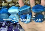 CAA2774 25*32mm - 27*35mm faceted freeform line agate beads