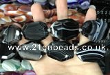 CAA2776 25*32mm - 27*35mm faceted freeform line agate beads