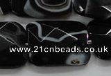 CAA279 15.5 inches 23*30mm faceted rectangle black line agate beads