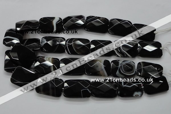 CAA279 15.5 inches 23*30mm faceted rectangle black line agate beads