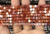 CAA2808 15 inches 4mm faceted round fire crackle agate beads wholesale