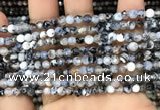 CAA2815 15 inches 4mm faceted round fire crackle agate beads wholesale