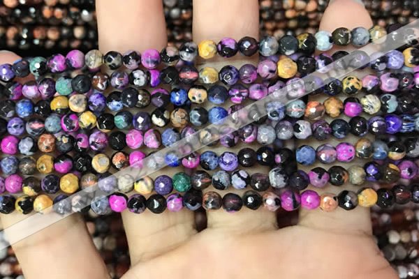 CAA2819 15 inches 4mm faceted round fire crackle agate beads wholesale