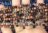 CAA2820 15 inches 4mm faceted round fire crackle agate beads wholesale