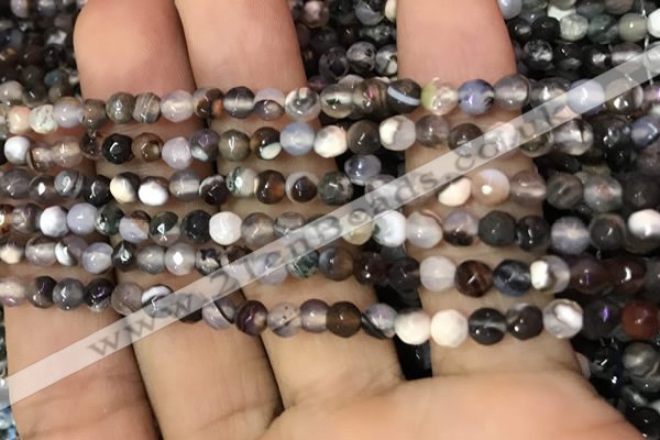 CAA2826 15 inches 4mm faceted round fire crackle agate beads wholesale