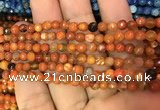 CAA2829 15 inches 4mm faceted round fire crackle agate beads wholesale